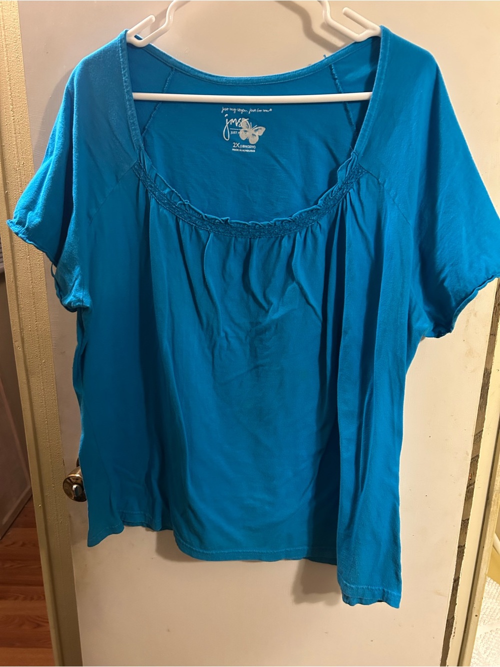 Just My Size Teal Scoop Neck Short Sleeve Top